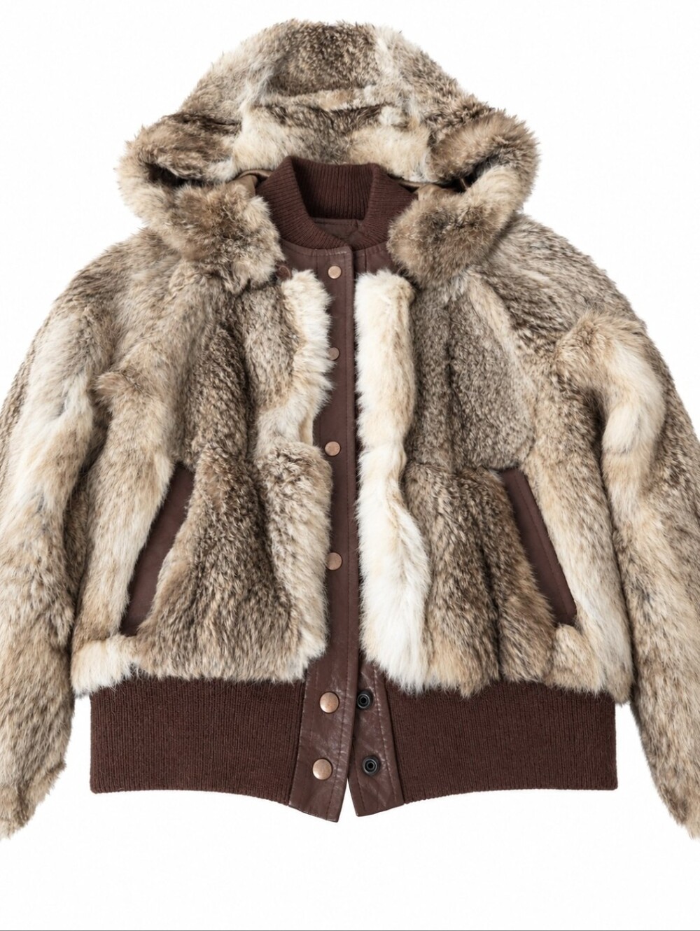 Vintage Dino Ricco (Detachable) Hooded Rabbit Fur and Leather Bomber